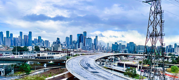 Arrving in Melbourne from airport and seeing the skyline.