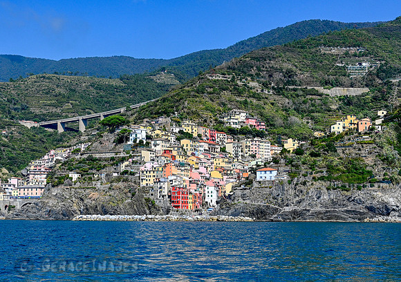 Riomaggiore from the sea.