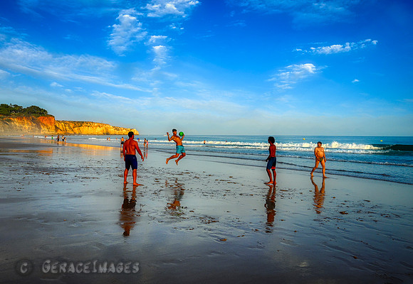 Praia Porto de Mos just before sunset.