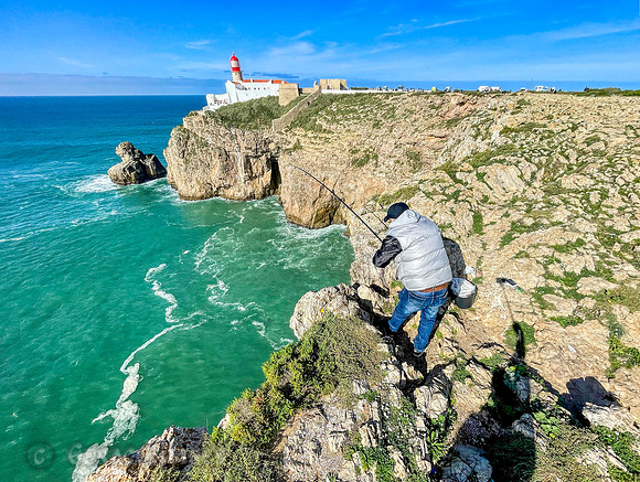 Cliff fishing at Cabo São Vicente