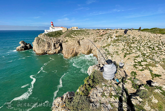 Cliff fishing at Cabo São Vicente