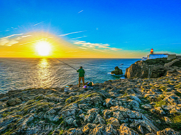 Cliff fishing at Cabo São Vicente