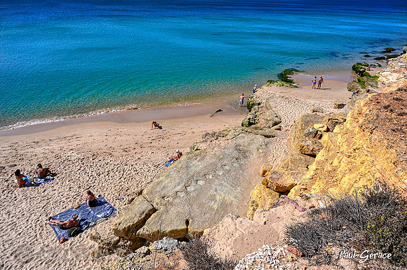 Salema Beach and dinosaur footprints.