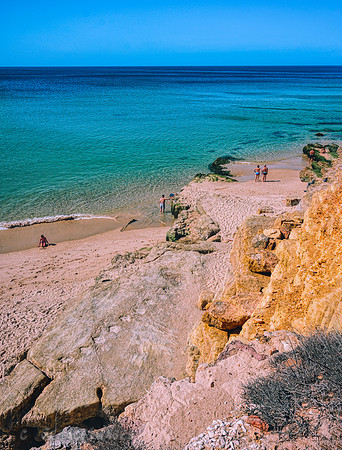 Salema Beach and dinosaur footprints.