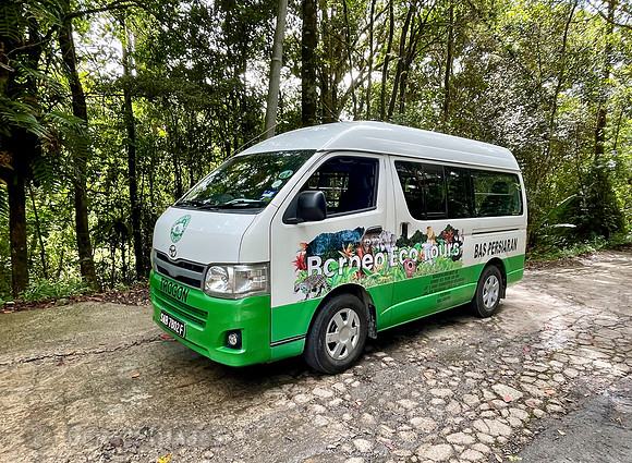 Our vehicle from Borneo Eco Tours complete with bird guid and driver.