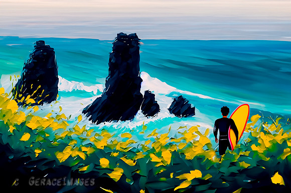 Surfers at the Beach Collection #8