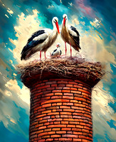 Storks on Chimney