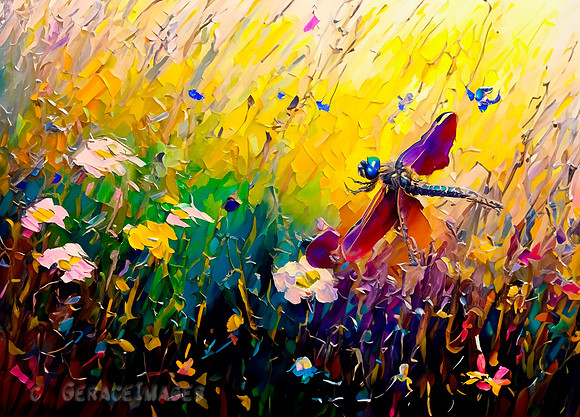 Dragonflies in Wildflowers Collection #2