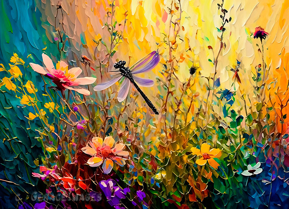 Dragonflies in Wildflowers Collection #3