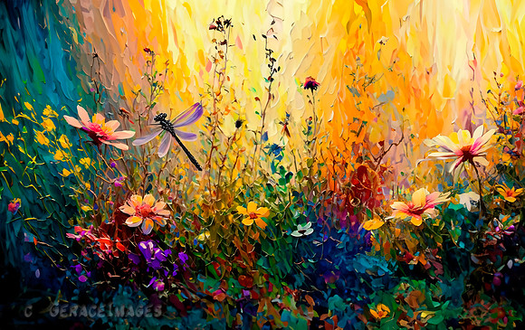 Dragonflies in Wildflowers Collection #4