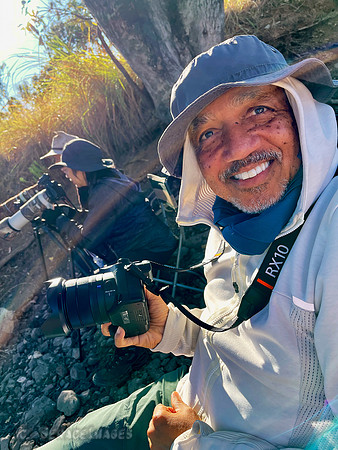Ceasar ready to photograph the Goudian Finches.