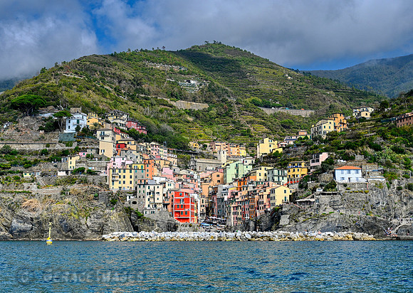 Riomaggiore from the sea.