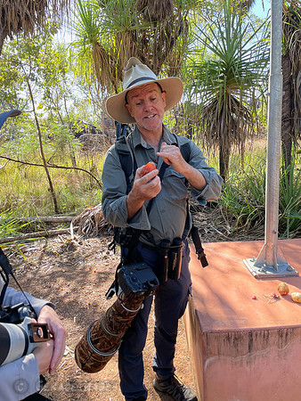 Luke explaining about a food source for the birds.