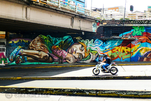 One of the many graffiti murals in downtown Quito.