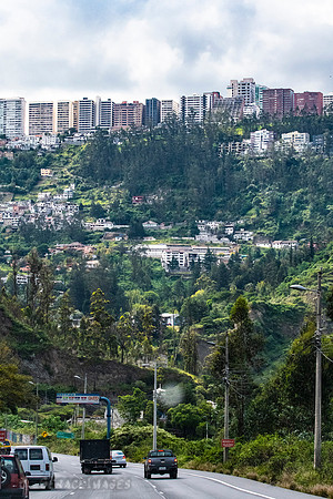 Entering Quito and seeing the hotels and condos up on the hill. That is where we would be staying.